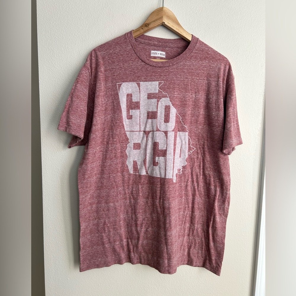 Georgia State Of Mine Graphic Tee Short Sleeve T Shirt Heather Pink White Size L